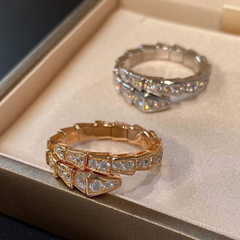 serpenti viper 18 kt yellow gold ring with pavé Di*m*nds