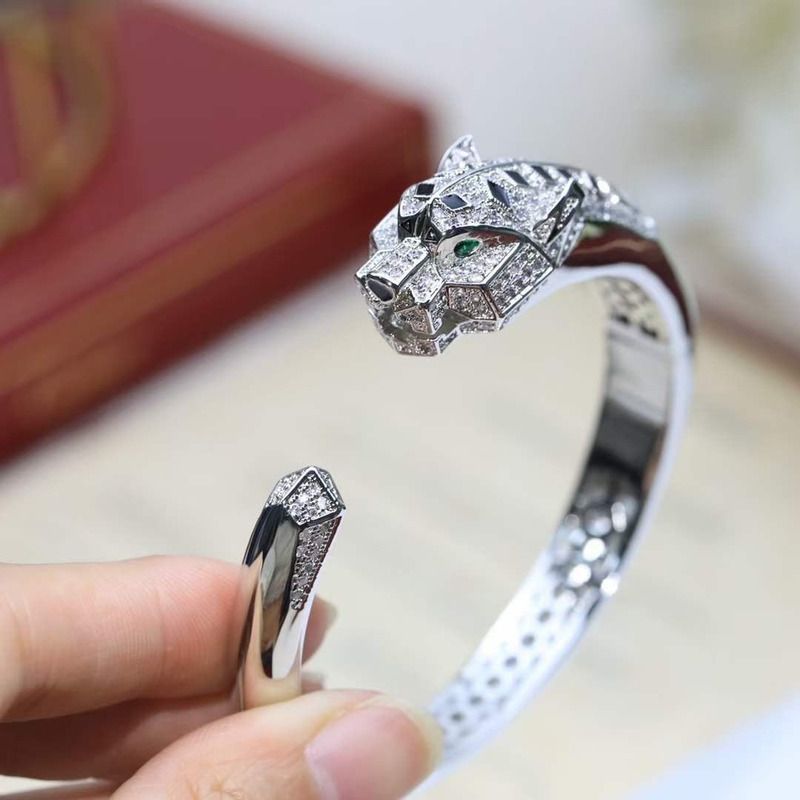 cartier 18 karat white gold Di*m*nd panthere cuff bracelet