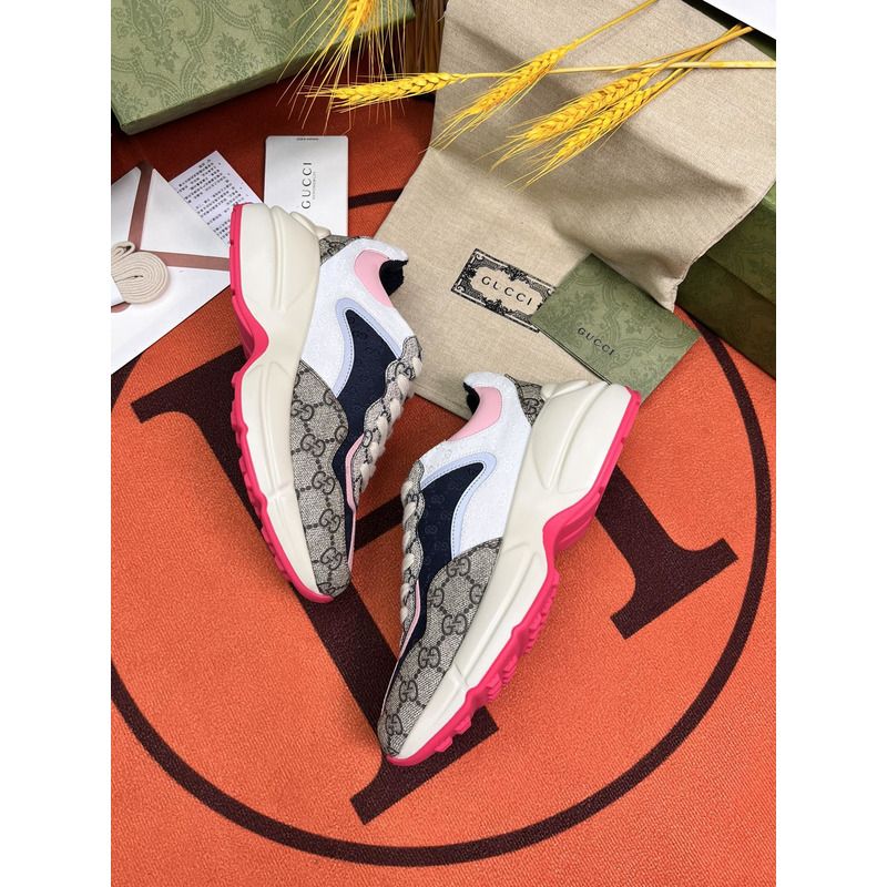 g*u*i rhyton gg-S*p*e canvas trainers pink/blue
