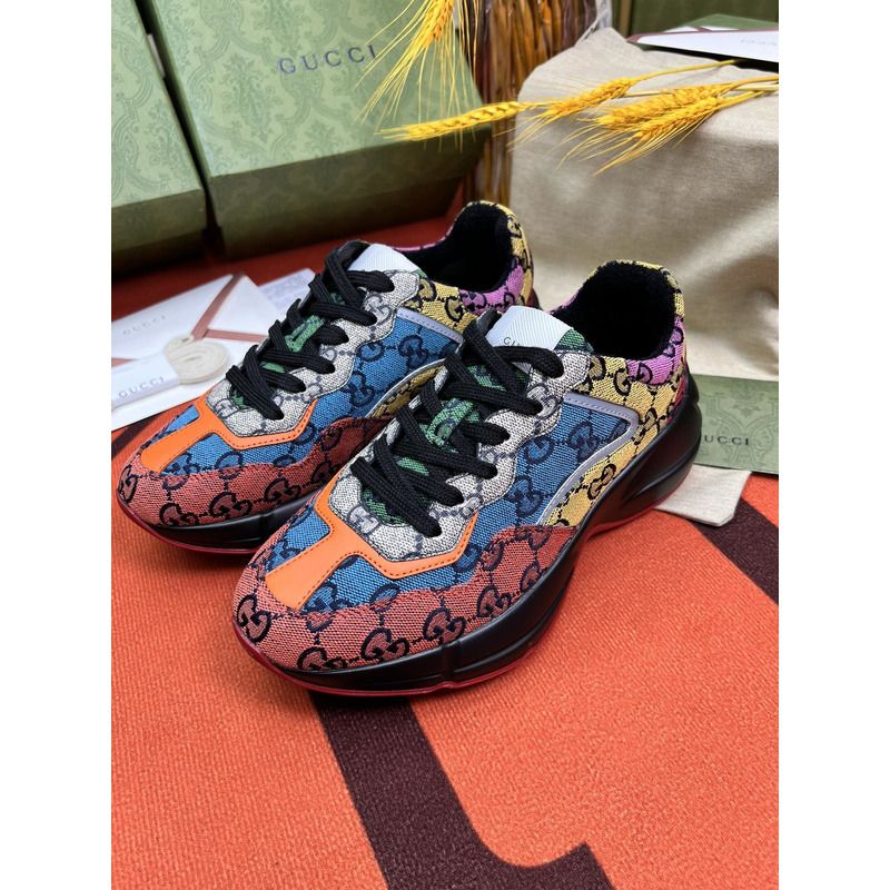 g*u*i rhyton gg-S*p*e canvas trainers multi-colors