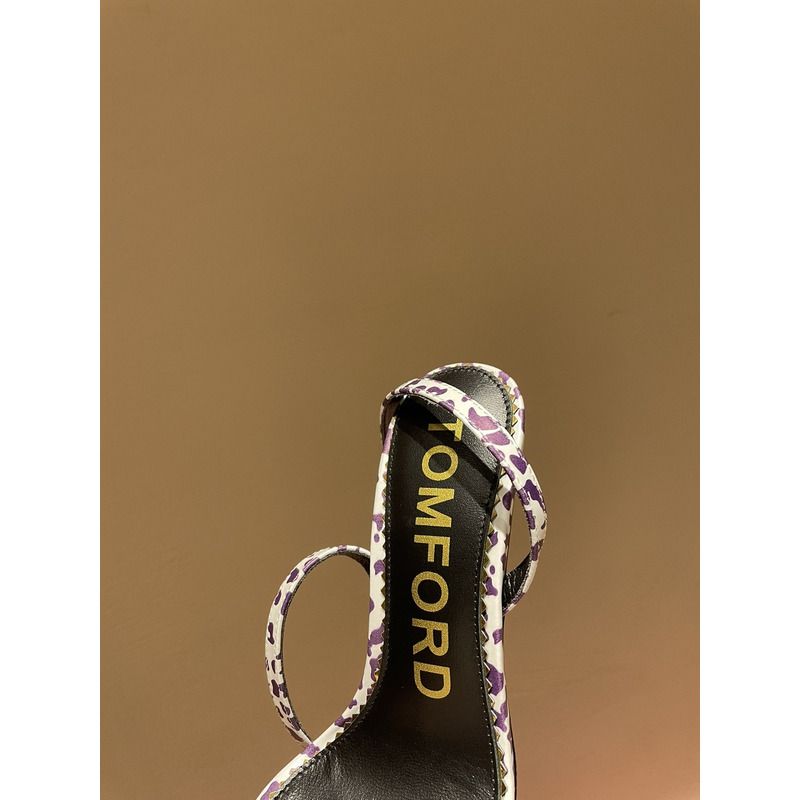 TOM FORD Purple Cow Pattern PADLOCK POINTY NAKED SANDAL