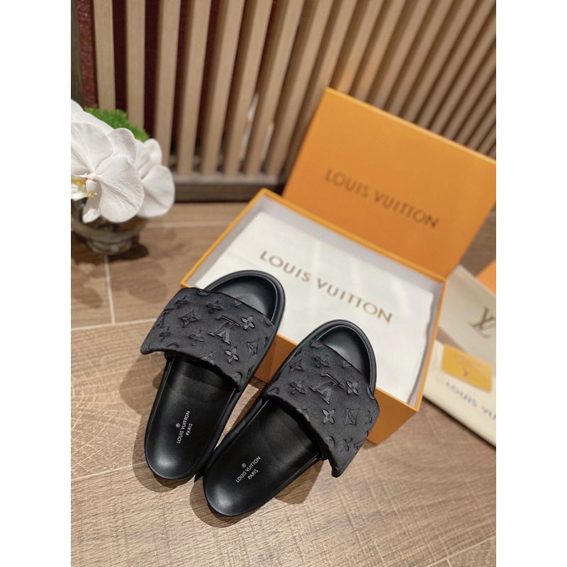 LV POOL PILLOW BLACK SLIDES