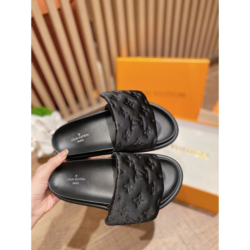 LV POOL PILLOW BLACK SLIDES