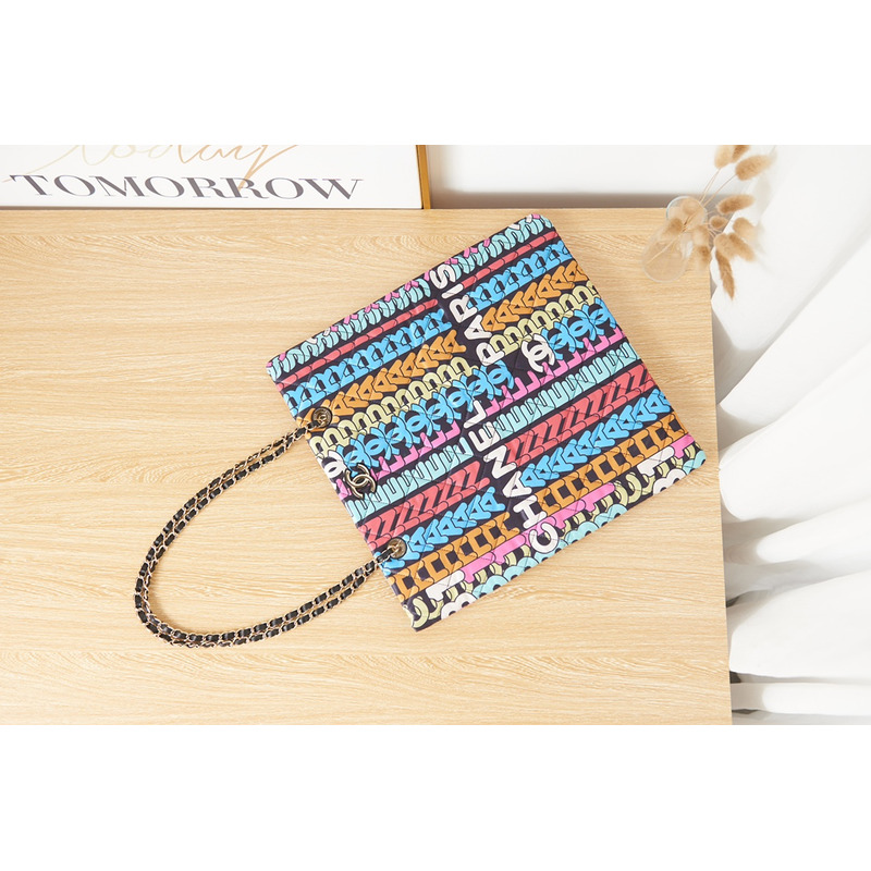 Ch*el tote bag rainbow color