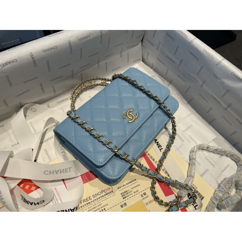Ch*el coco trendy woc handle bag blue