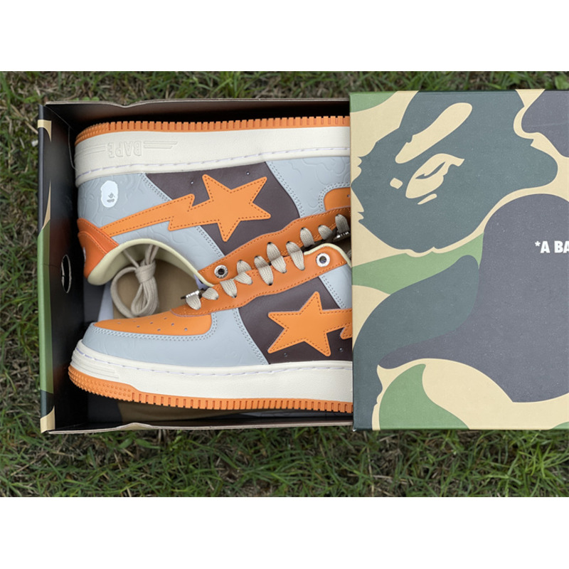 A Bathing Ape Bape Sta Low Sneaker Orange Gray