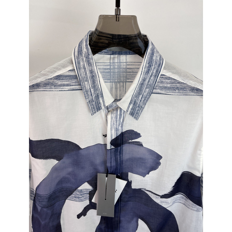 D*or and jack kerouac short-sleeved shirt white cotton canvas