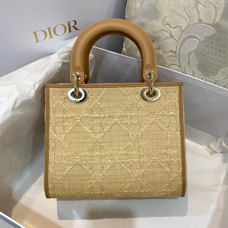 D*or medium lady D*or bag raffia cannage  24 x 20 x 11
