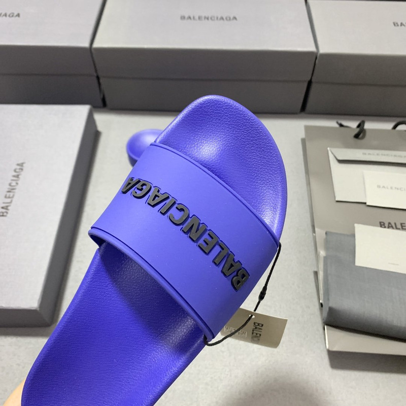 Ba*len*cia*ga 3d logo pool slides purple
