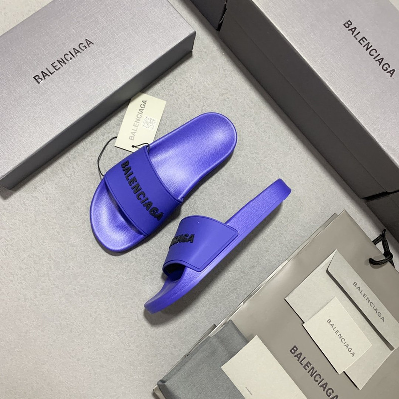 Ba*len*cia*ga 3d logo pool slides purple