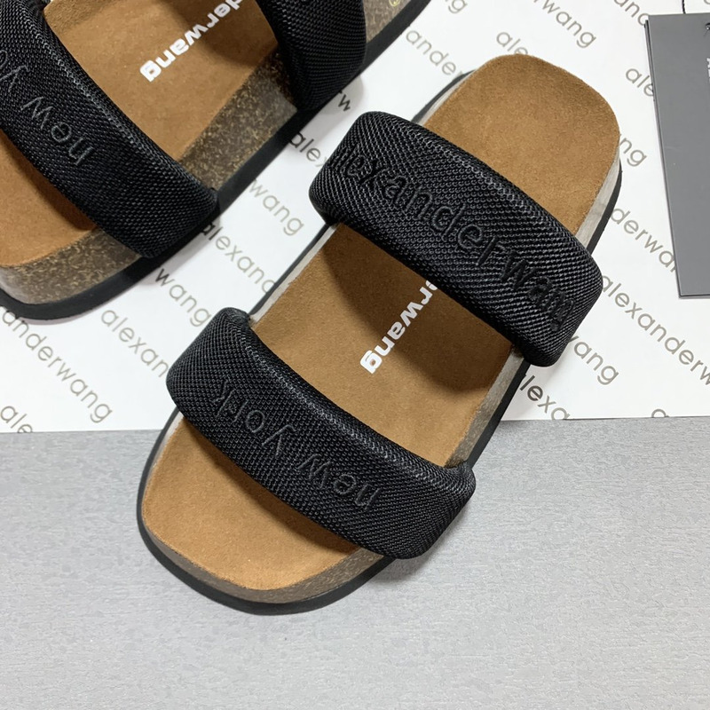 Alexander Wang Embroidered-Logo Open-Toe Sandals Black