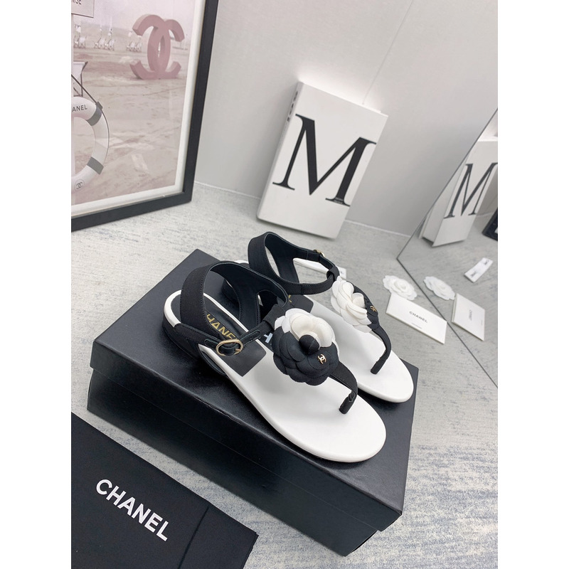 Ch*el camellia sandals black and white