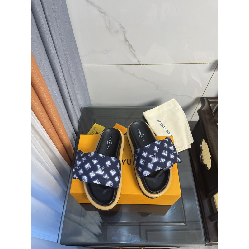 LV  Pool Pillow Comfort Mule Blue