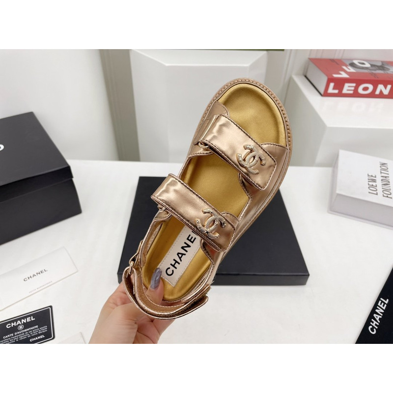 Ch*el dad sandals leather gold