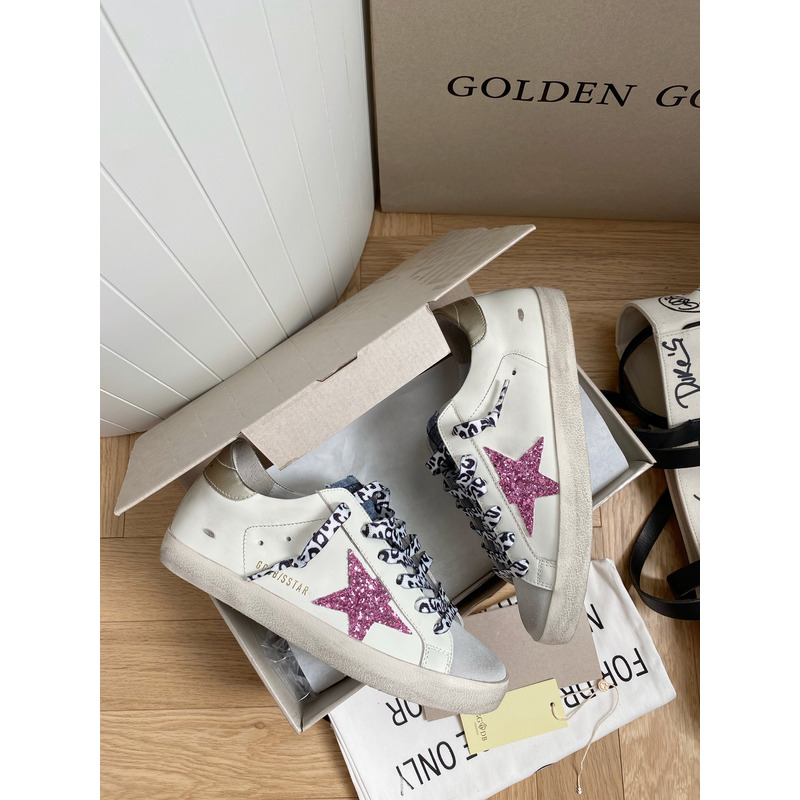 golden goose S*per-star sneakers with glitter and gold heel tab