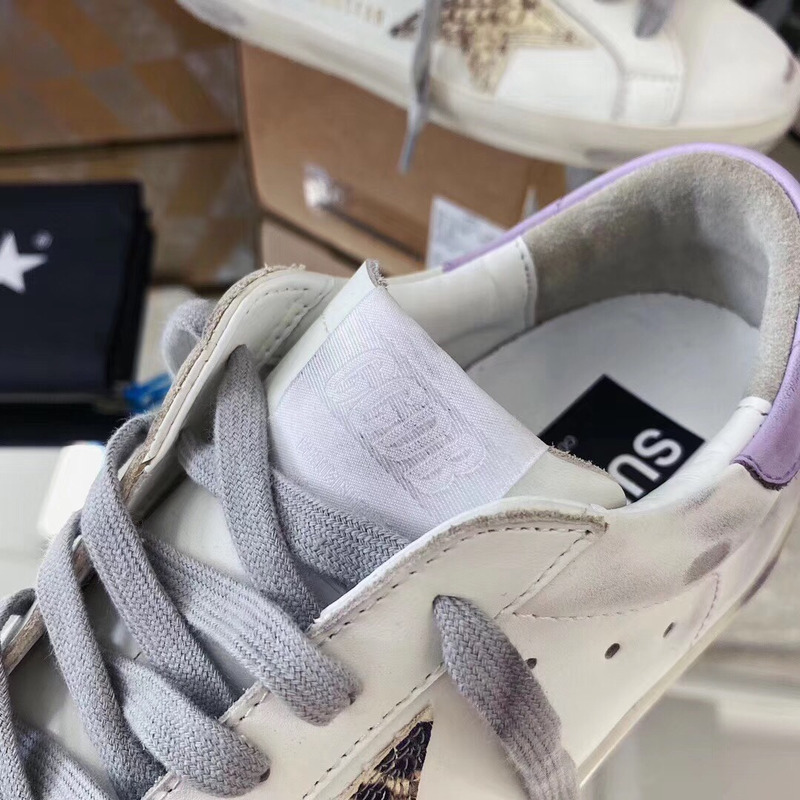 golden goose S*per-star sneakers with glitter and purple heel tab