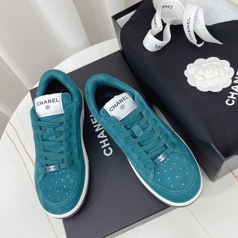 Ch*el calfskin sneaker teal