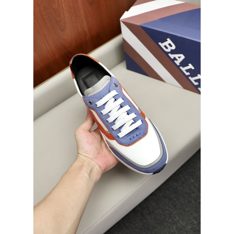 Bally Demmy Leather Sneaker in White,Orange & Blue