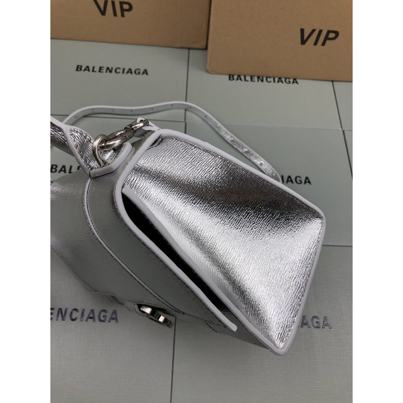Ba*len*cia*ga small hourglass bag water ripple silver