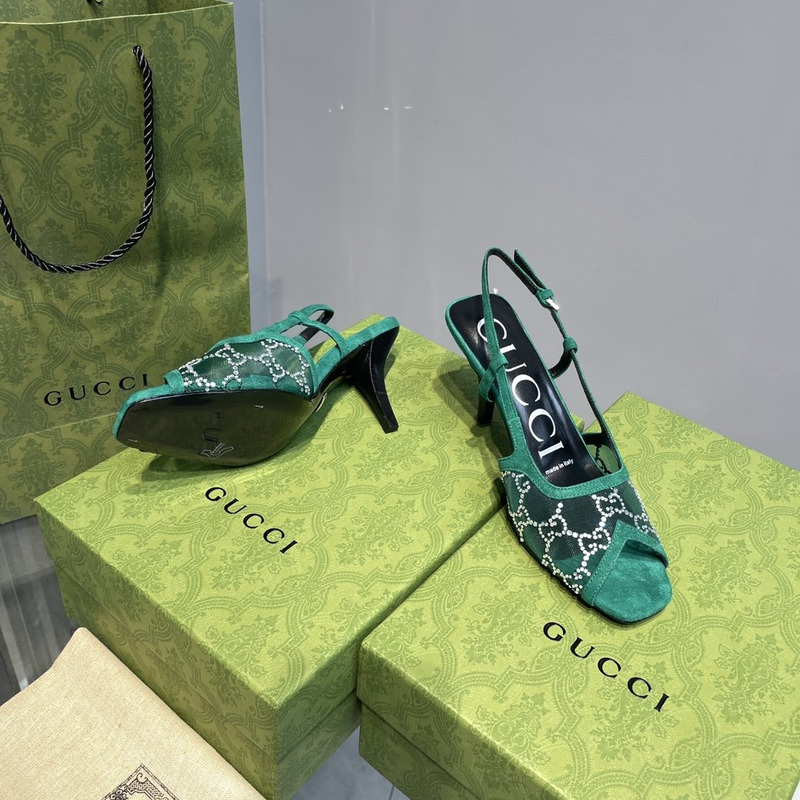 G*u*i gg-embellished slingback pumps green