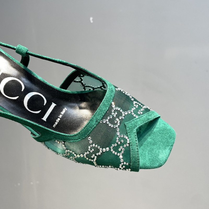 G*u*i gg-embellished slingback pumps green