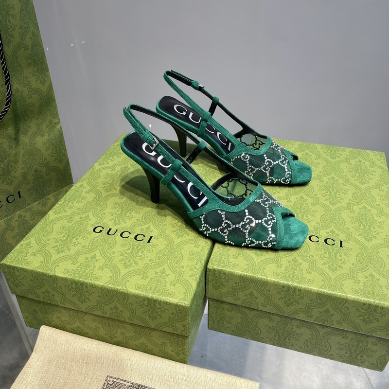 G*u*i gg-embellished slingback pumps green