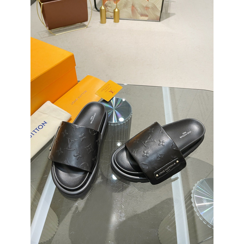 l**is V*t*n pool pillow flat comfort mules black