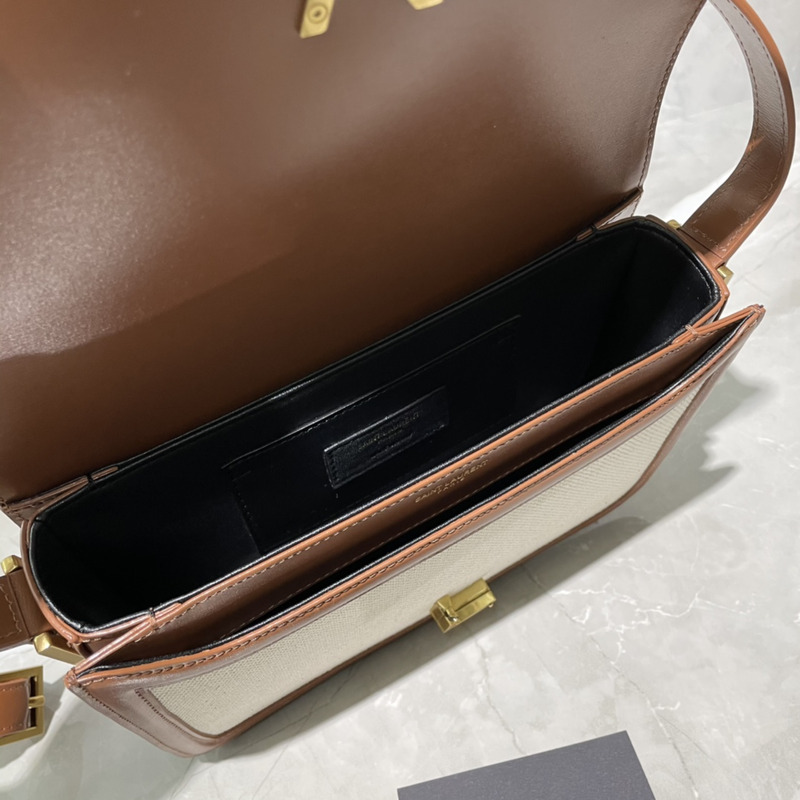 Saint Laurent M Solferino logo Shoulder Bag Brown