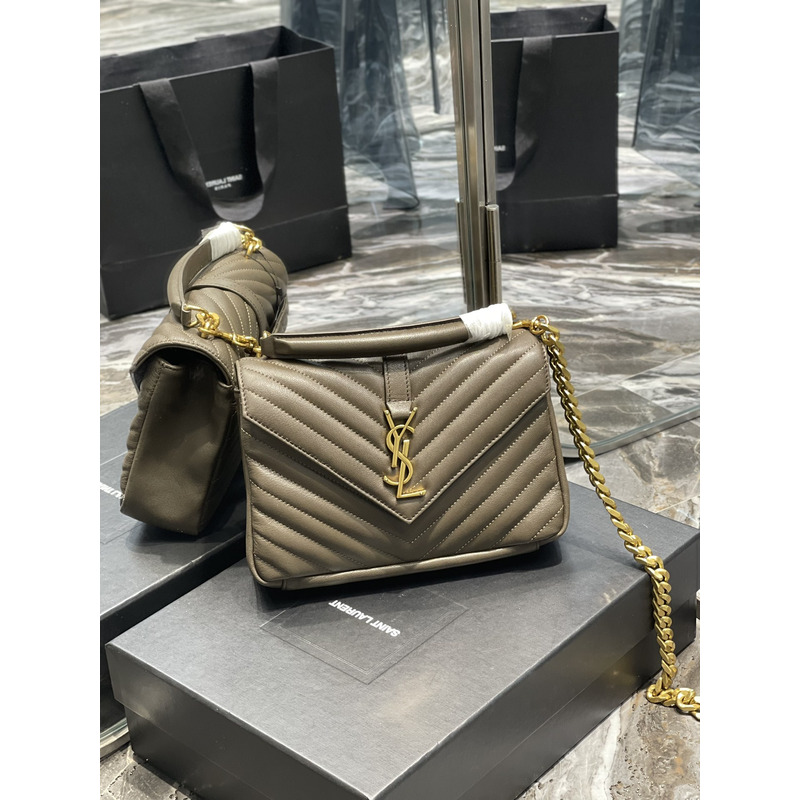 Saint Laurent Monogram College Frosted Shoulder Bag Grey