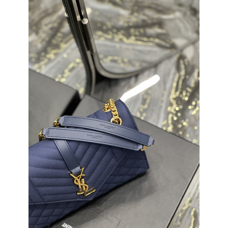 Saint Laurent  Leather Messenger Bag Blue