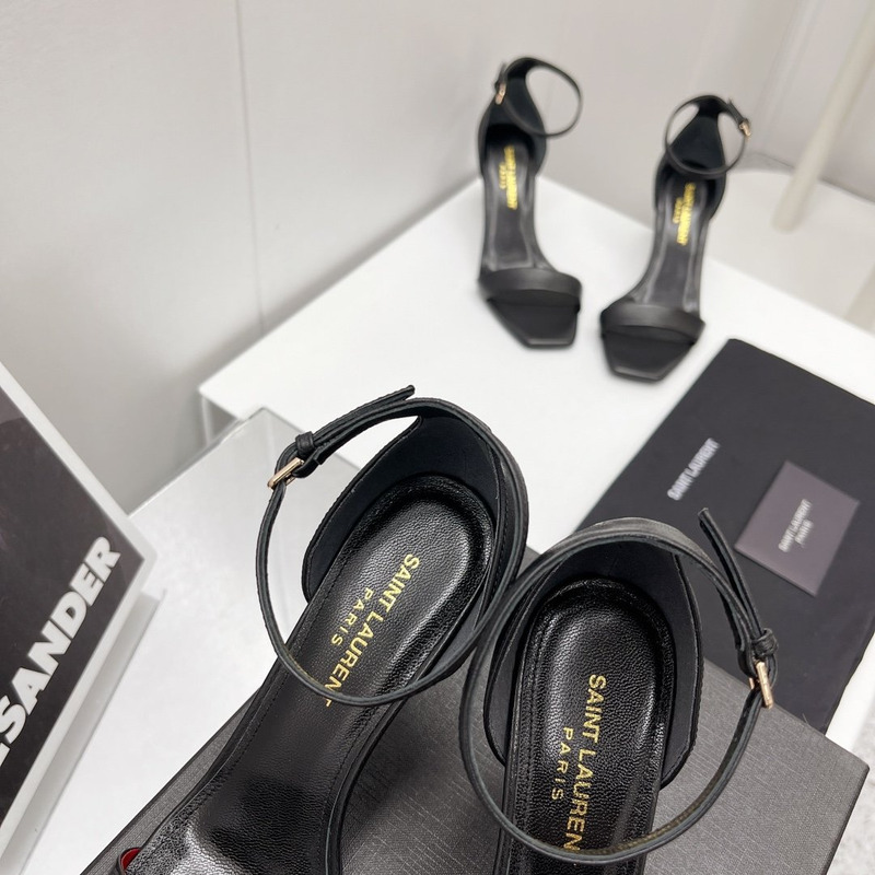 Saint Laurent Amber Leather Sandals Black