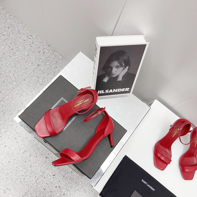 Saint Laurent Amber Leather Sandals Red