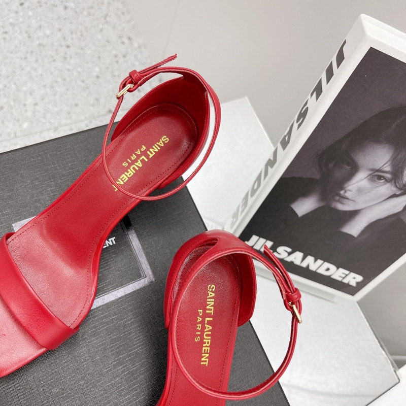 Saint Laurent Amber Leather Sandals Red
