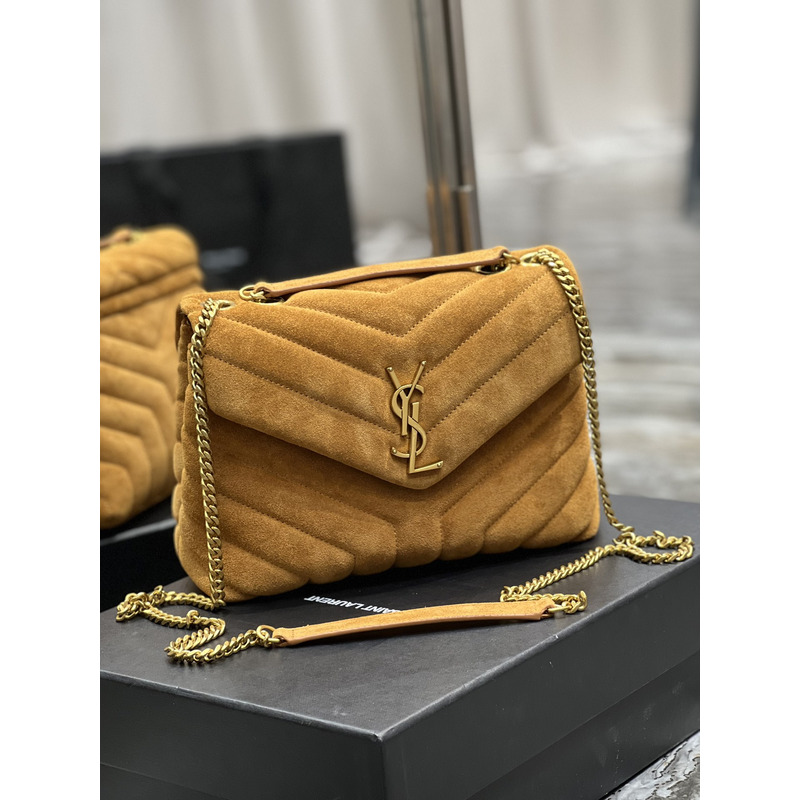 Saint Laurent Loulou Toy Suede Shoulder Bag Brown