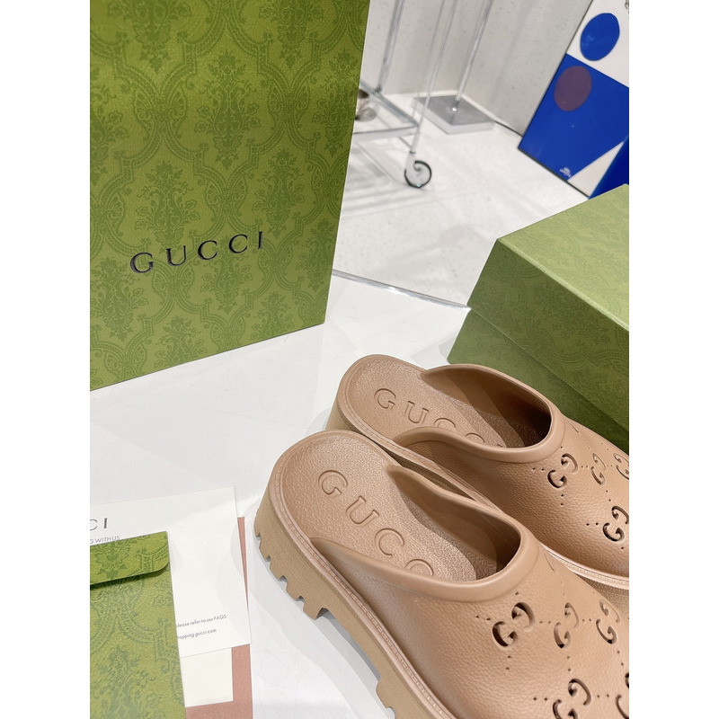 G*u*i gg flat rubber slippers brown