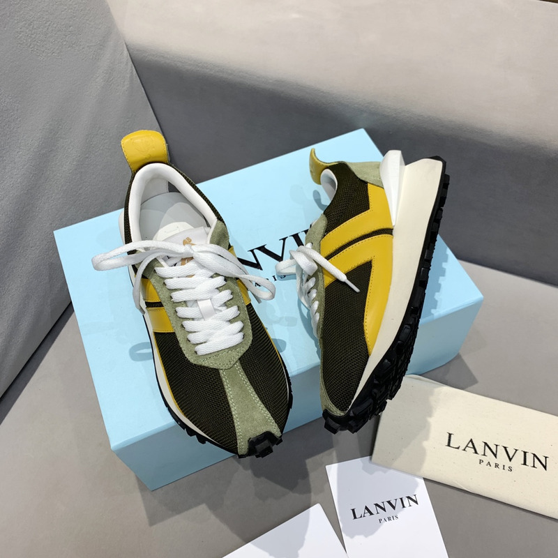 LANVIN Bumper Yellow Striped Sneakers on Black