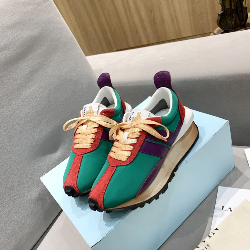 LANVIN Bumper Red Striped Sneakers on Green