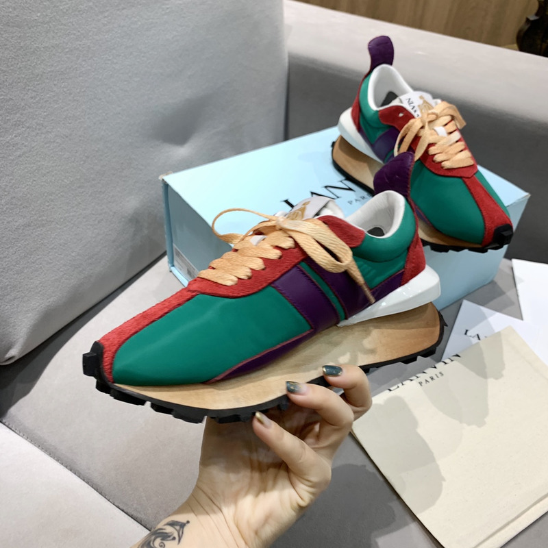 LANVIN Bumper Red Striped Sneakers on Green