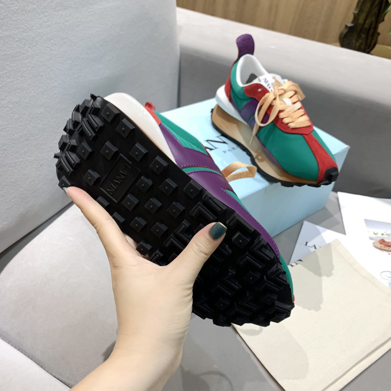 LANVIN Bumper Red Striped Sneakers on Green
