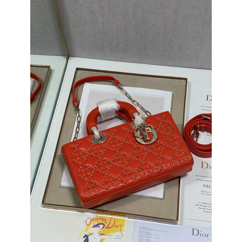 D*or lady d-joy bag beaded red 26*6*14cm