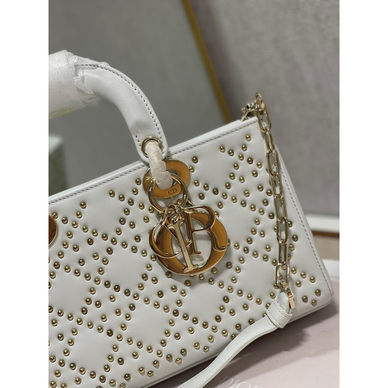 D*or lady d-joy bag beaded white 26*6*14cm