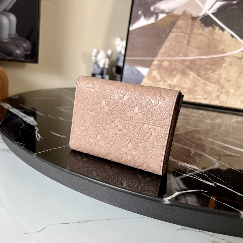 LV Embossed Zoe Short Wallet Leather Apricot