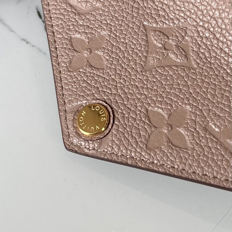 LV Embossed Zoe Short Wallet Leather Apricot