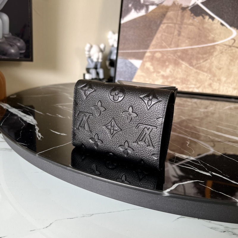 LV Embossed Zoe Short Wallet Leather Black