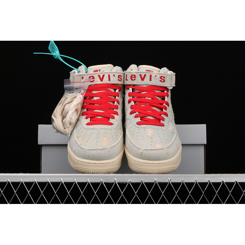 L*v*s x nike air force 1 07 mid exclusive denim blue red 651122-215