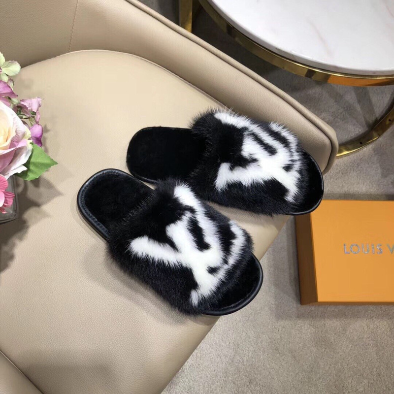 LV Homey mink Flat Slippers Black 1A5SZH