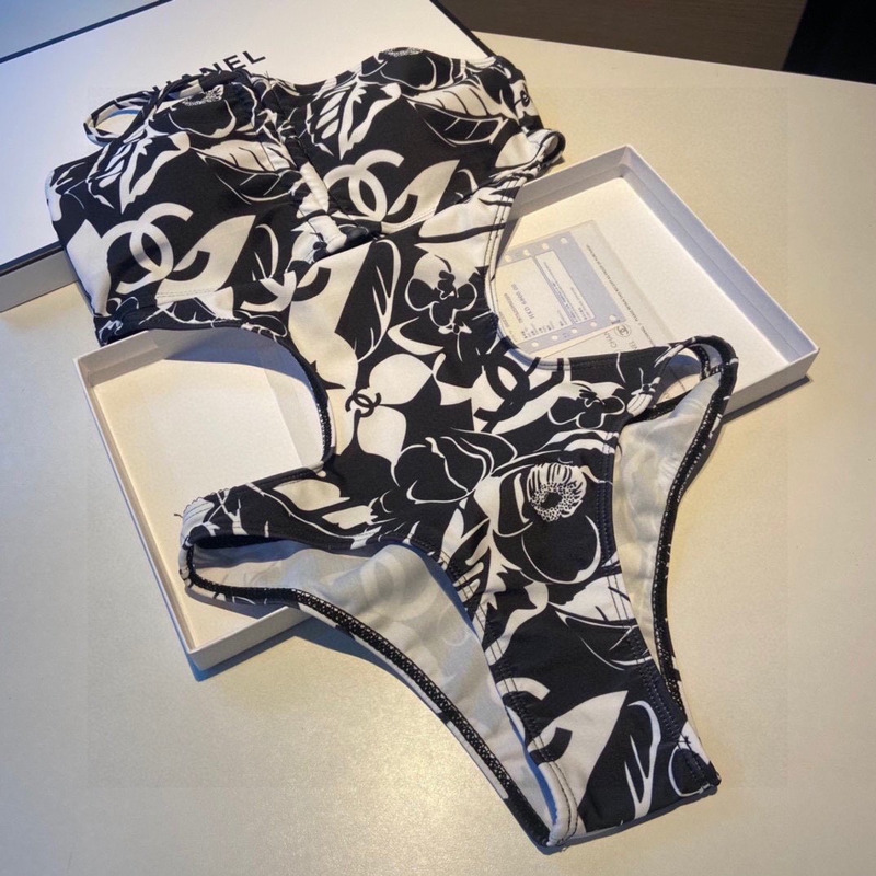 Ch*el logo print swimsuit one piece