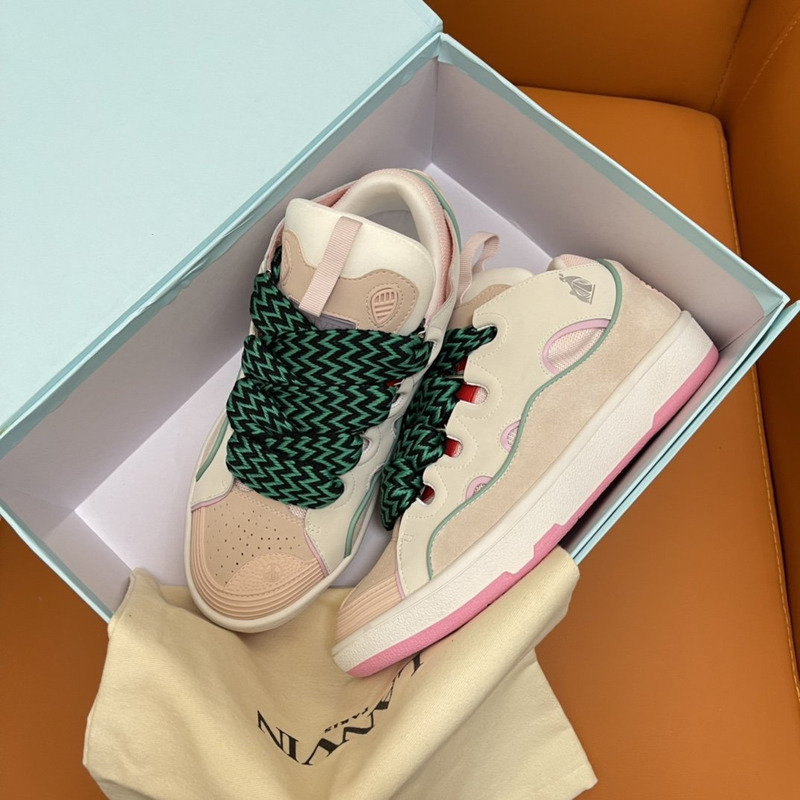 Lanvin Curb Z-Lace Sneakers Light Pink and Beige