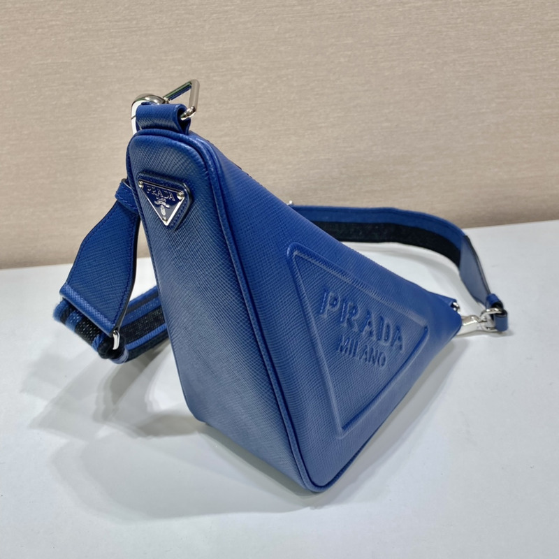 Pra*a triangle leather pouch in blue