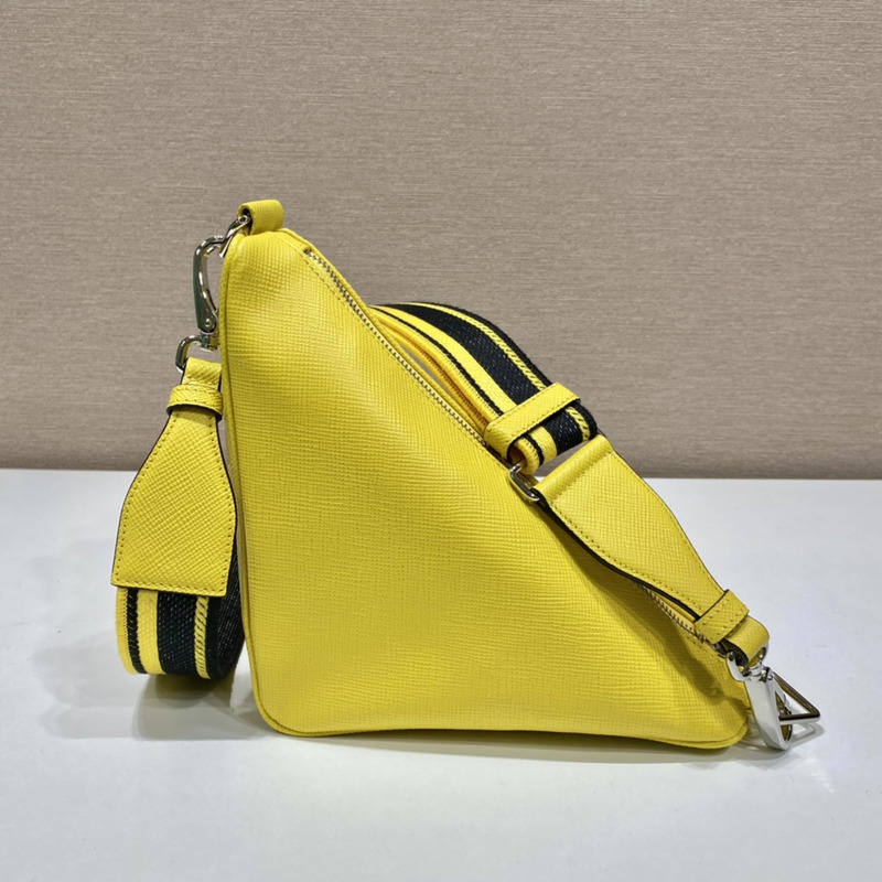 Pra*a triangle leather pouch in yellow